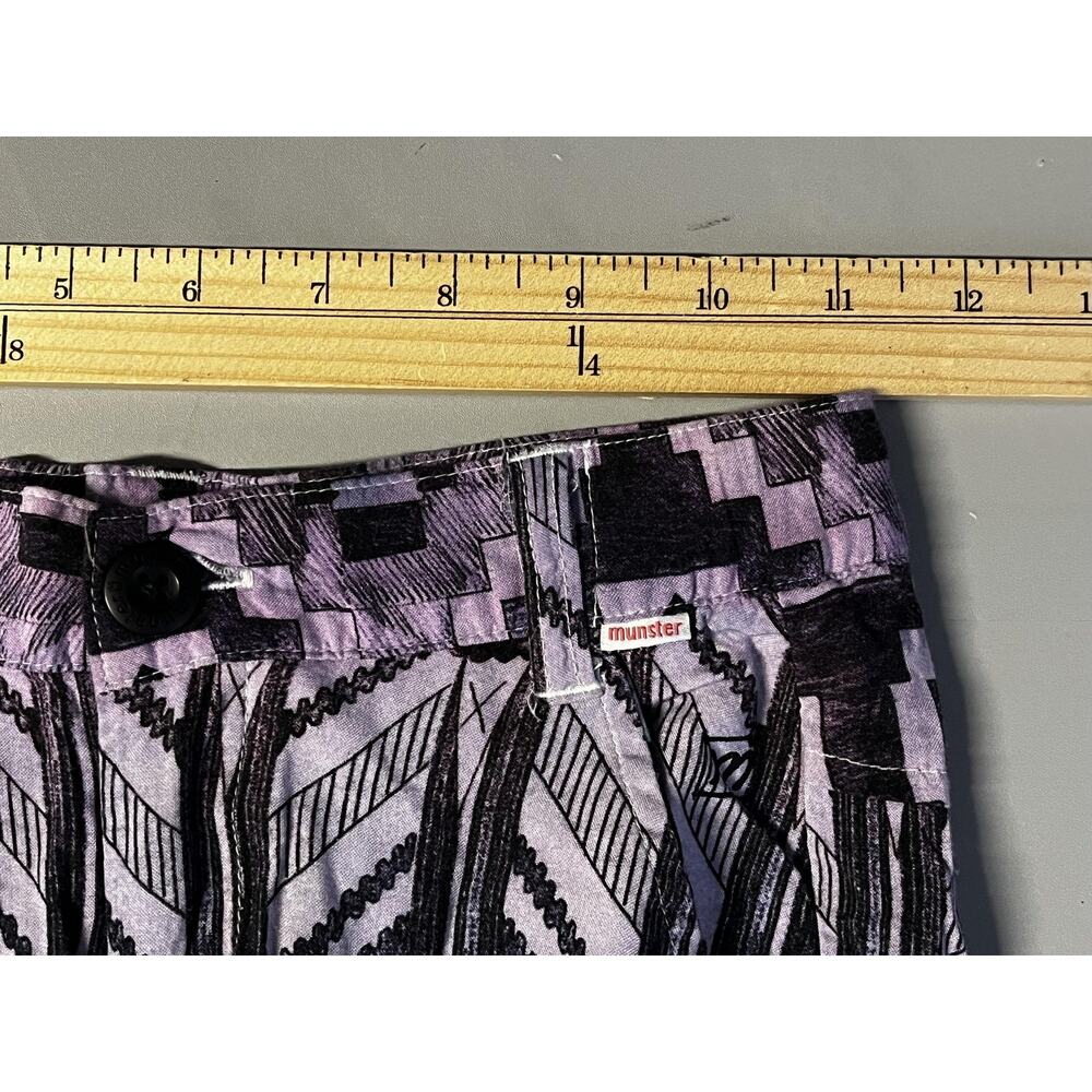 Munster Pants Youth 6 Black‎ White Purple Aztec Tribal Print Joggers Elastic - Picture 8 of 11